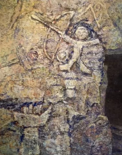 タイトル「装飾のある古墳2」の宮崎の油絵画像