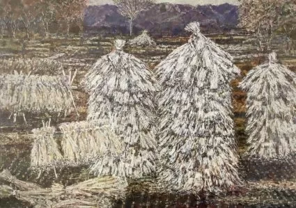 タイトル「初霜の頃」の宮崎の油絵画像