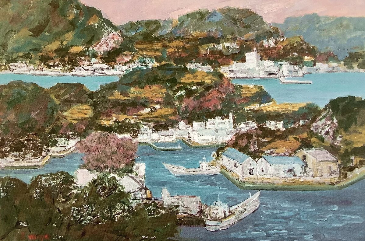 タイトル「天草風景」の宮崎の油絵画像　M30サイズ