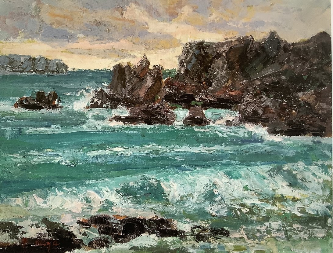 タイトル「岩（室戸）」の宮崎の油絵画像　2010年作品　F6サイズ