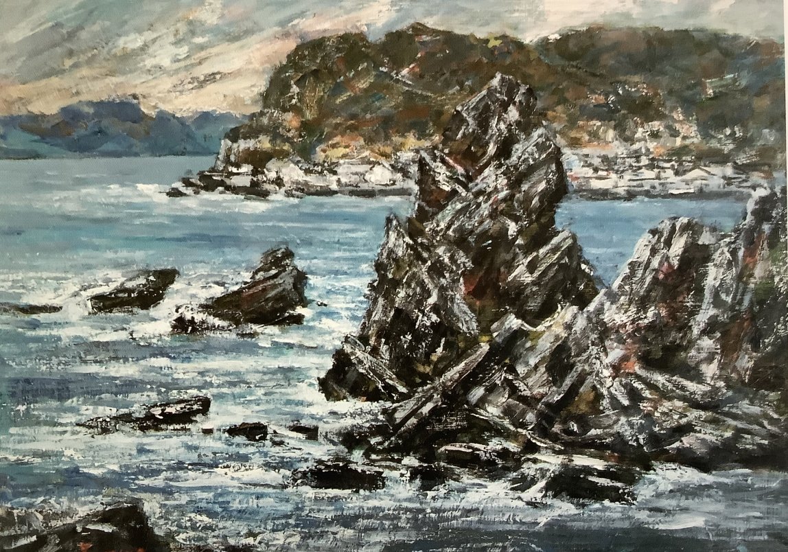 タイトル「南紀の海」の宮崎の油絵画像　2010年作品　F20サイズ