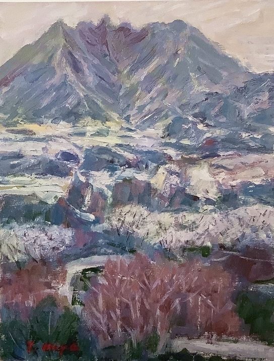 タイトル「根子岳」の宮崎の油絵画像　F6サイズ