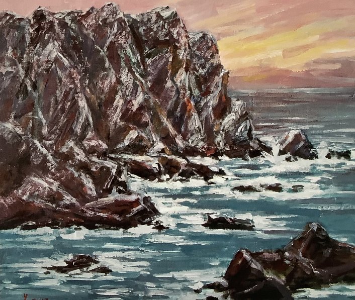 タイトル「磯（天草西海岸）」の宮崎の油絵画像　F10サイズ