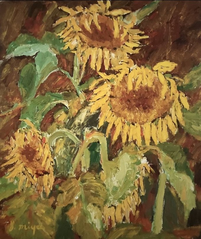 タイトル「ひまわり」の宮崎の油絵画像　F10サイズ