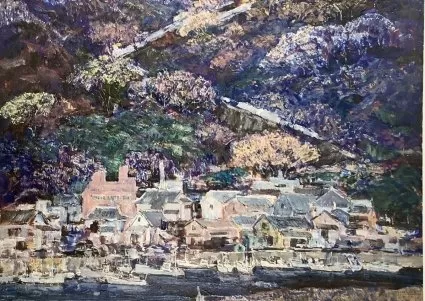 タイトル「暮色」の宮崎の油絵画像